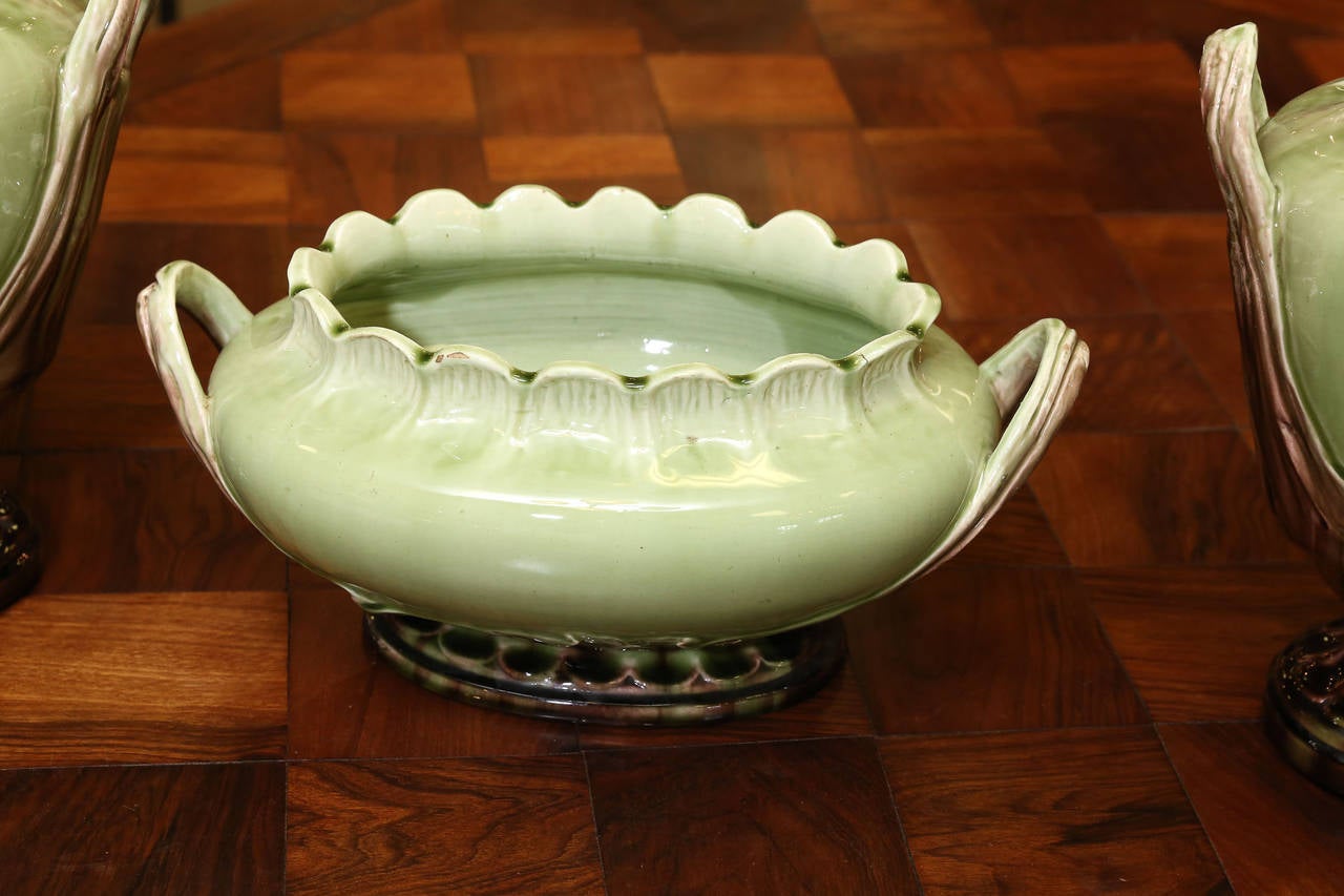 French Art Nouveau Glazed Ceramic Garniture