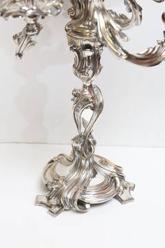Pair of Ornate Silver Plated Candelabras