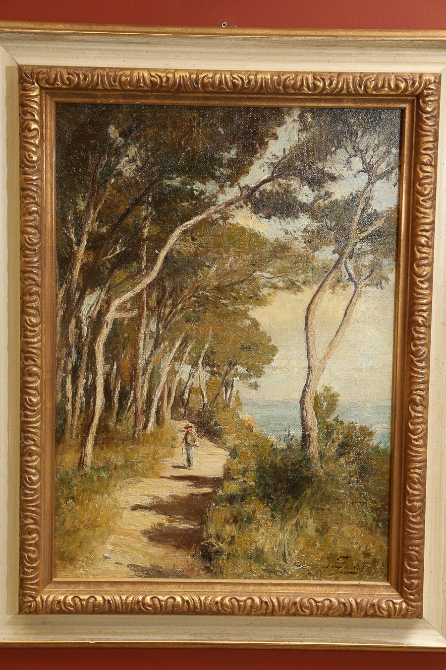 Beautiful Antibes Landscape Painting, Joseph Faust, 1868-1934 In Good Condition For Sale In Houston, TX