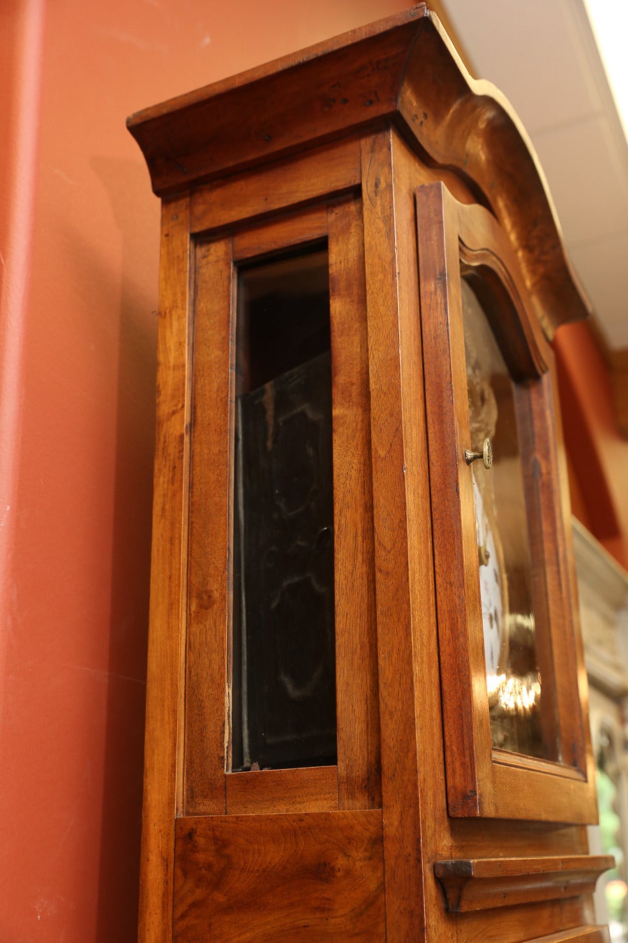 Tall Case Morbier Case Clock in Walnut For Sale 1