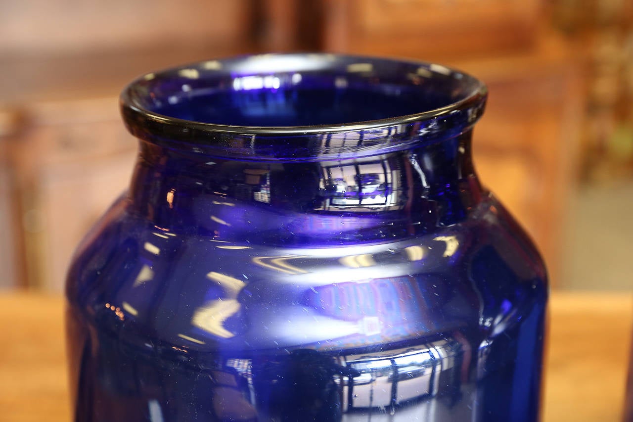 Handblown Cobalt Blue Glass Jars For Sale at 1stDibs