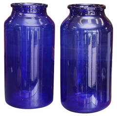 Handblown Cobalt Blue Glass Jars