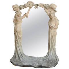 Antique Art Nouveau Mirror "Les Pavots" by Mattei