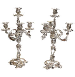 Pair of Ornate Silver Plated Candelabras