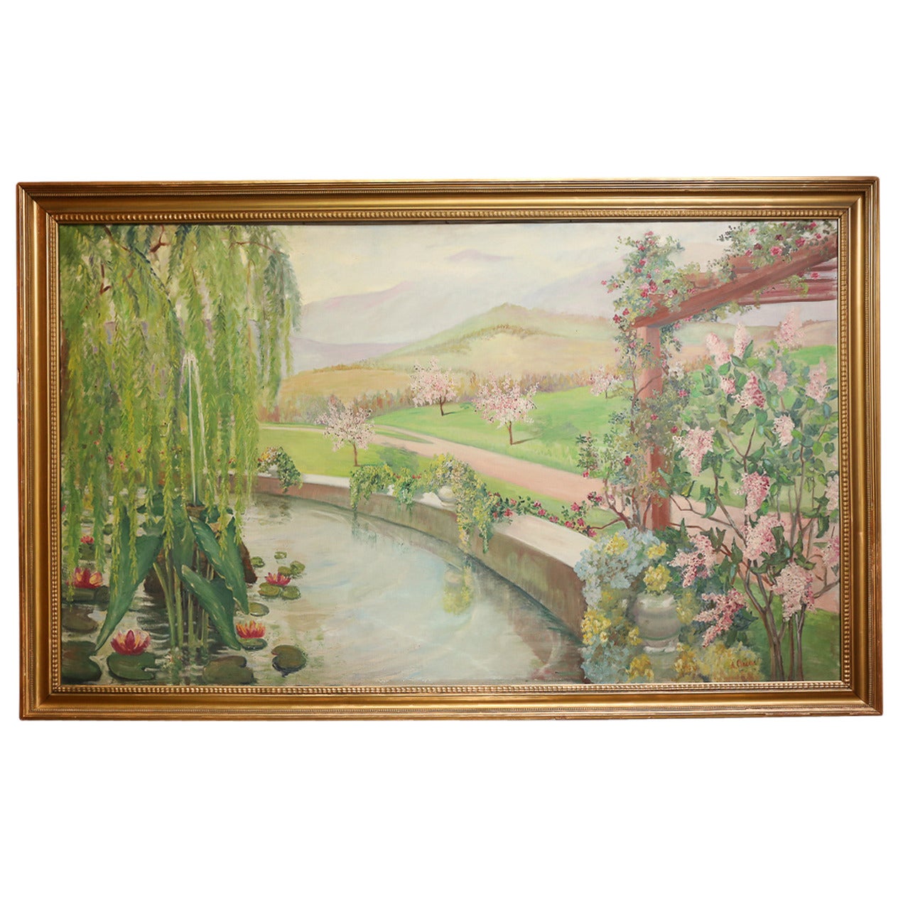 French Landscape, Oil on Canvas For Sale