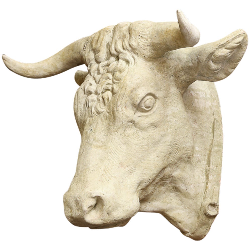 Terra Cotta Bull Head from the Camargues, France For Sale