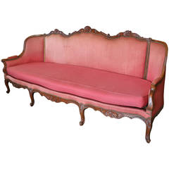 Antique Louis XV Style Settee in Carved Walnut