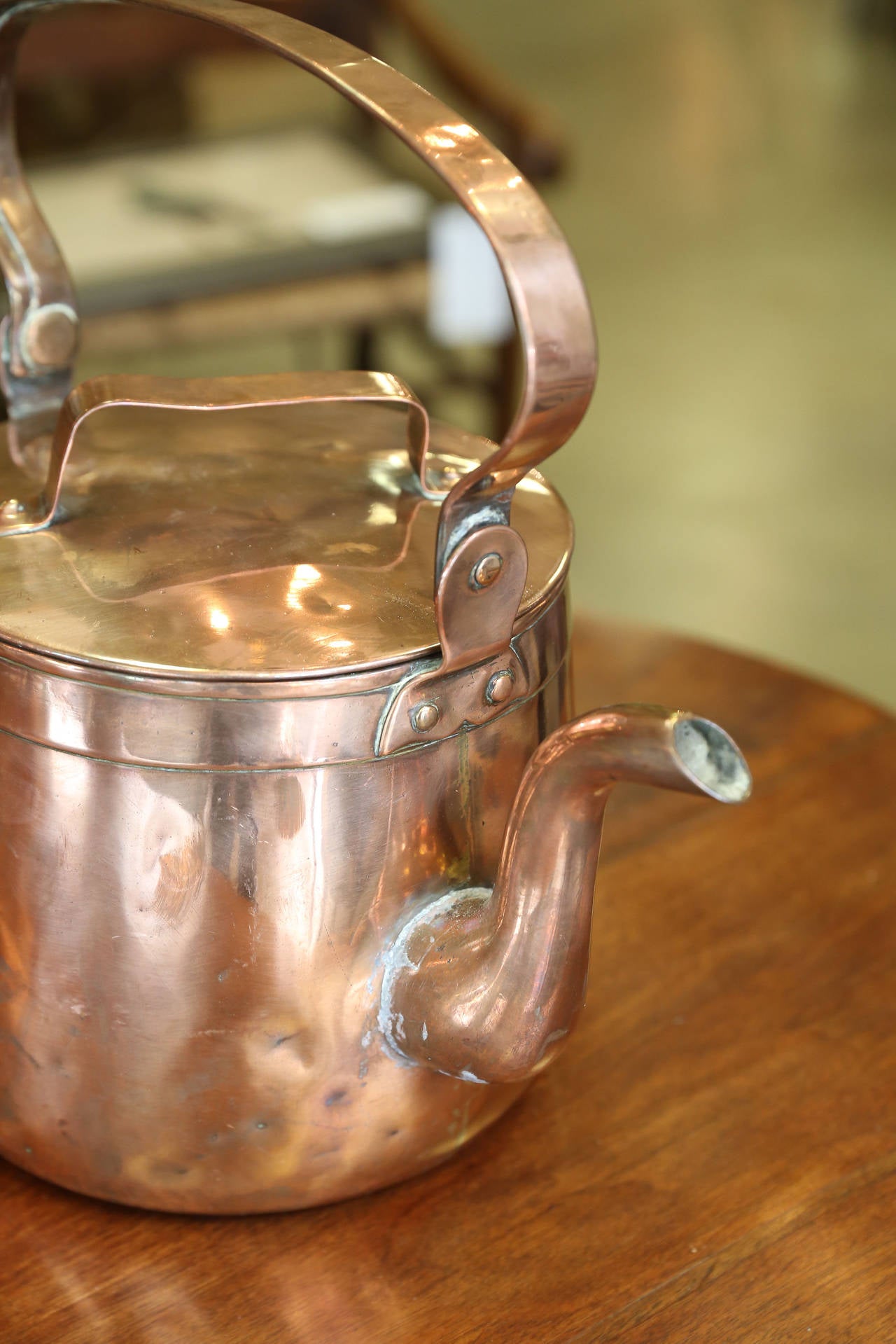 Welded Copper 19th Century Kettle For Sale