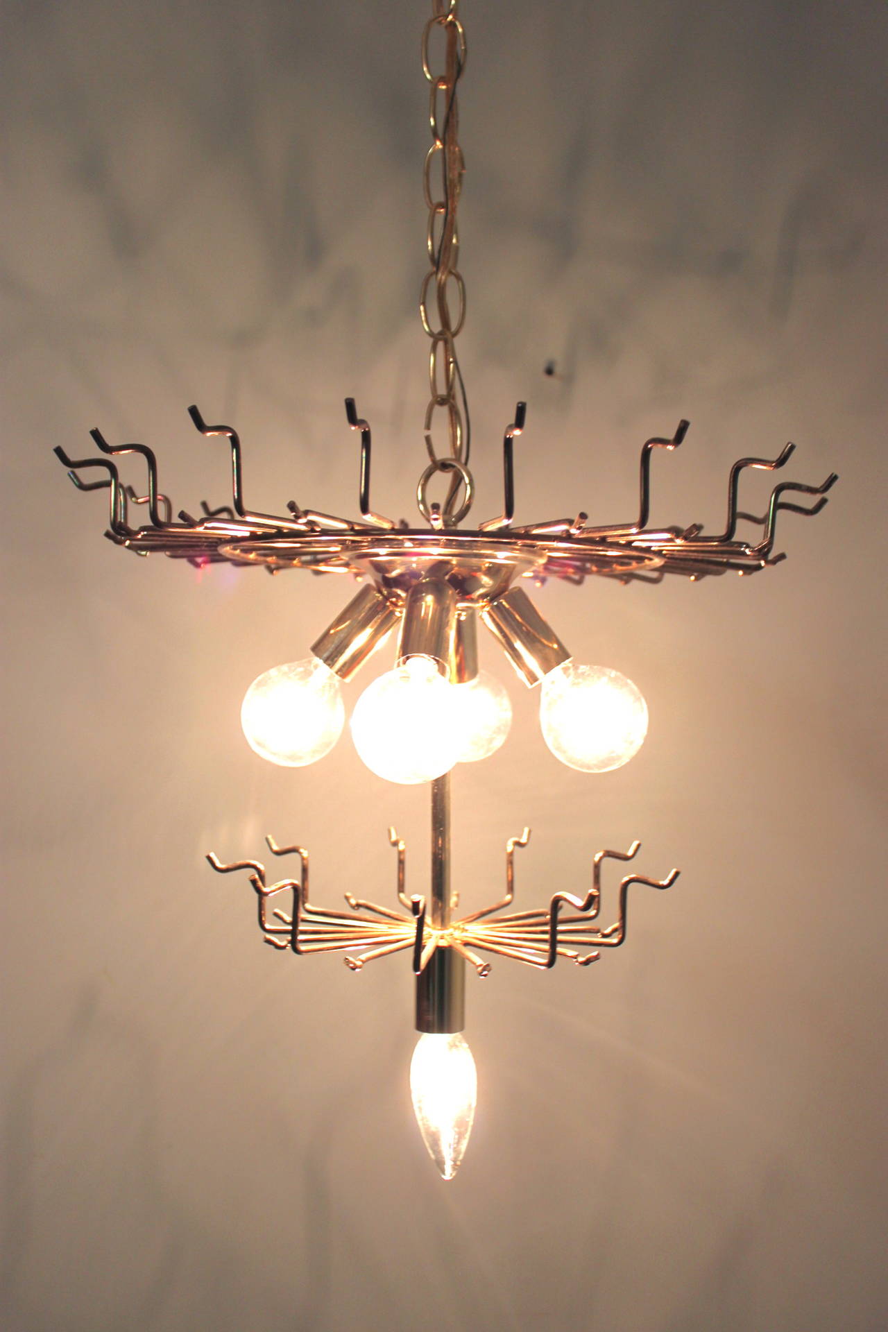 Lucite and Brass Cascading Chandelier 1