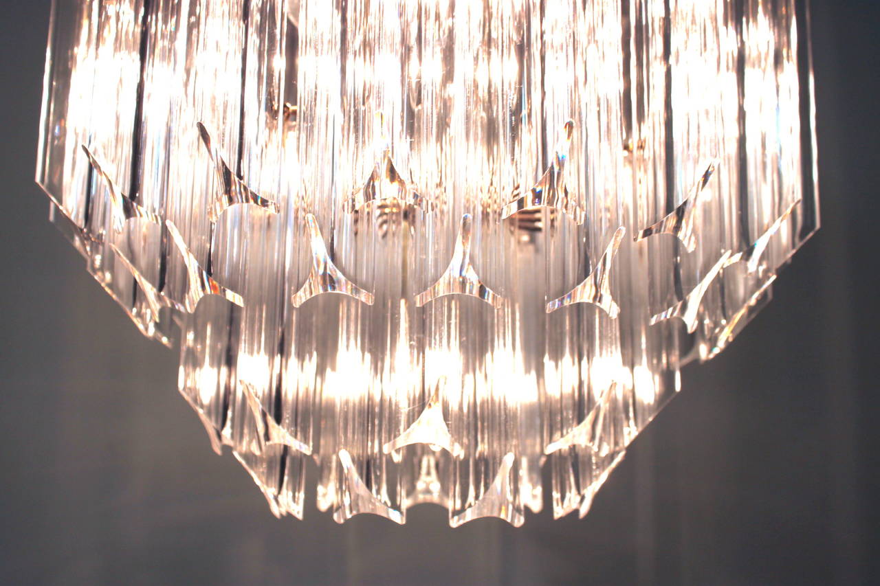 Lucite and Brass Cascading Chandelier 3