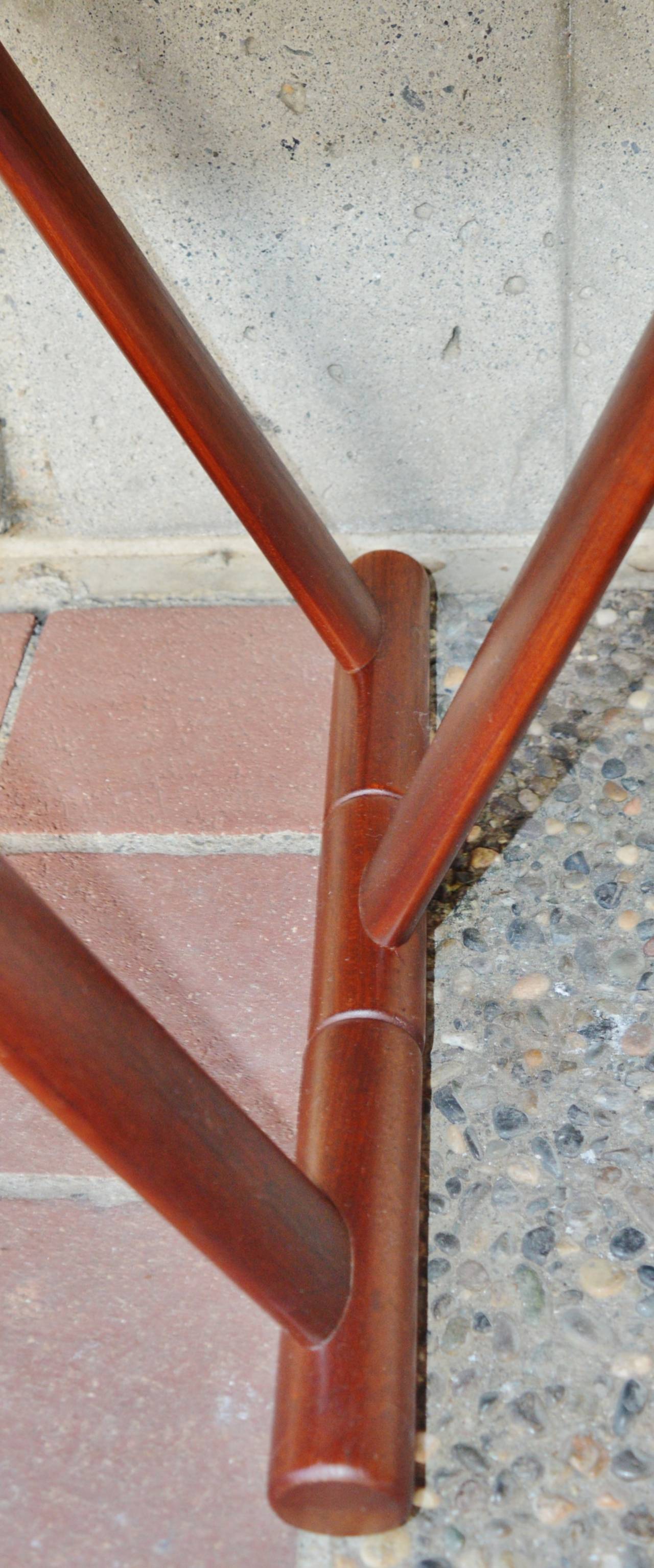 Mid-Century Modern Teak Trapezoidal Coffee Table with Flared Lip and V-Leg Base