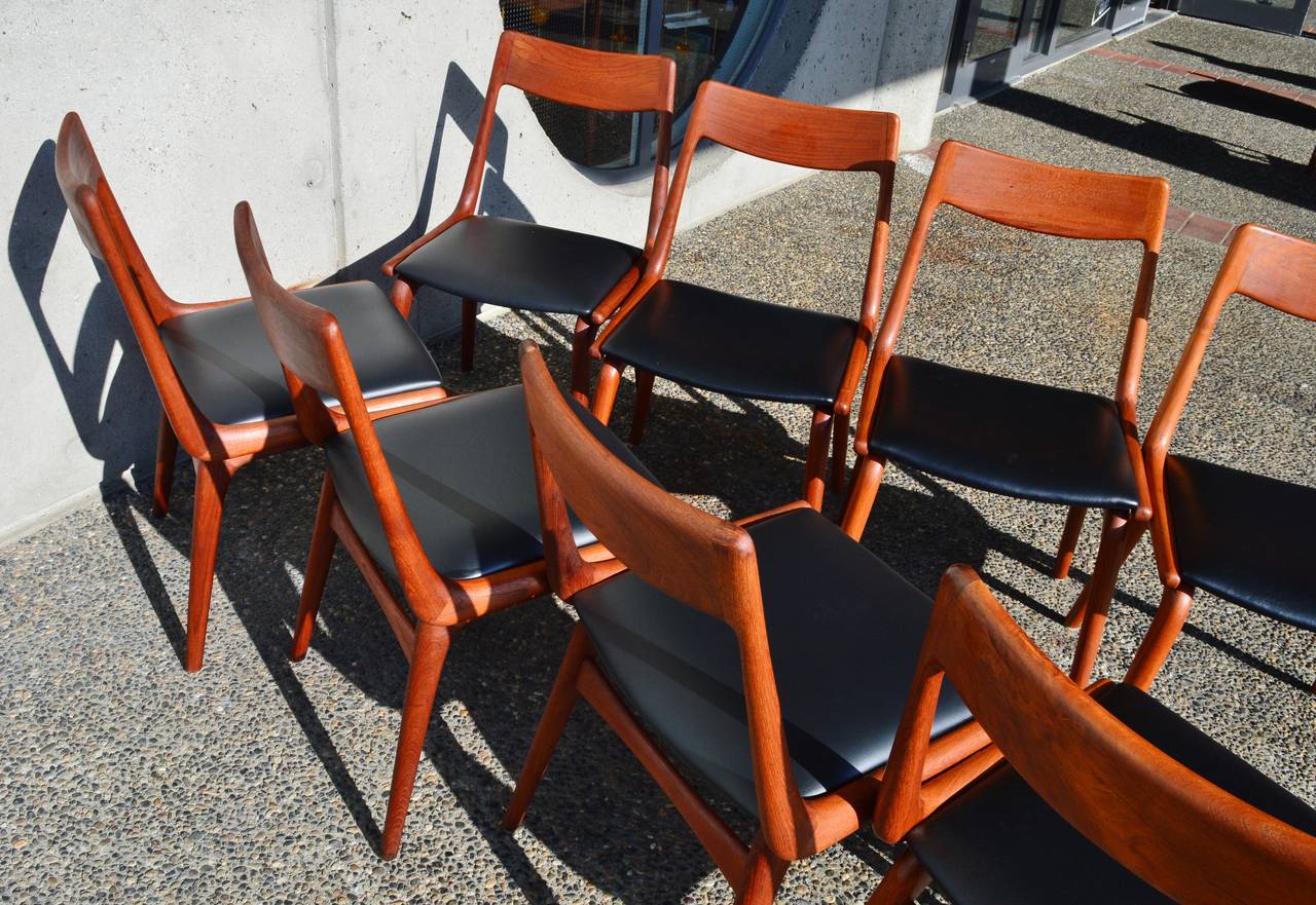 Set of Eight Restored Erik Christensen Teak Boomerang Dining Chairs 2