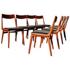 Set of Eight Restored Erik Christensen Teak Boomerang Dining Chairs