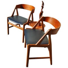 Pair of  Danish Teak Curved-Back Chairs