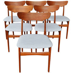 Set of Six Randers Bent-Ply Teak Dining Chairs
