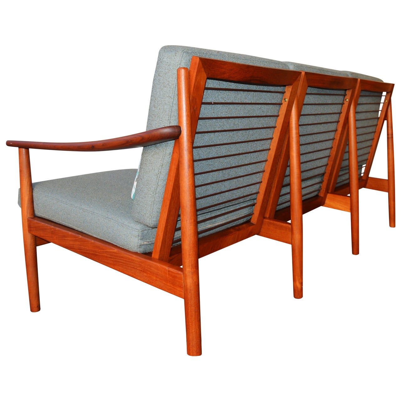 Restored Danish Modern Teak Frame Sofa by Fabian