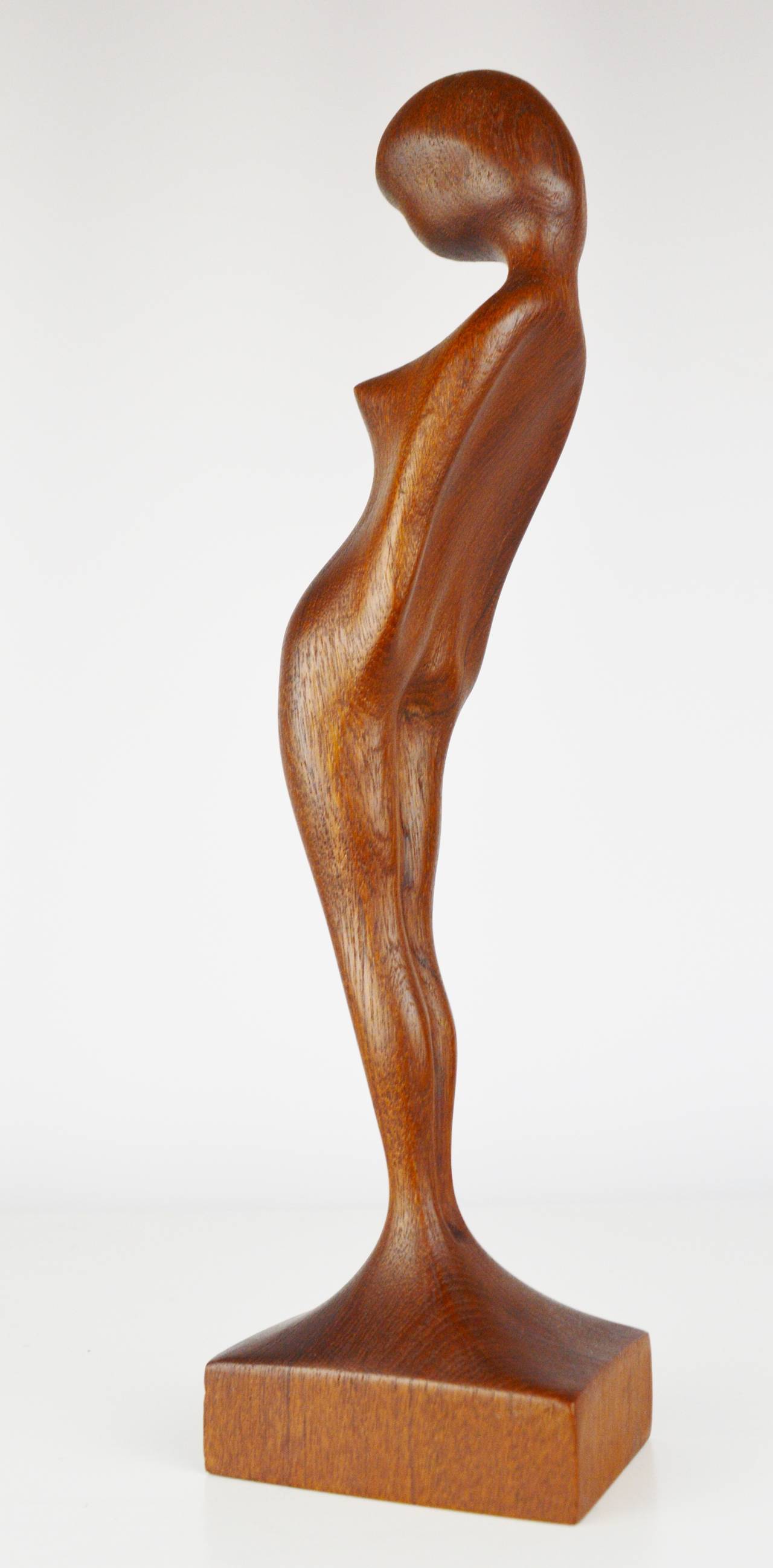 Mid-Century Modern Arne Bass Sculpture in Teak, Female Nude, Denmark