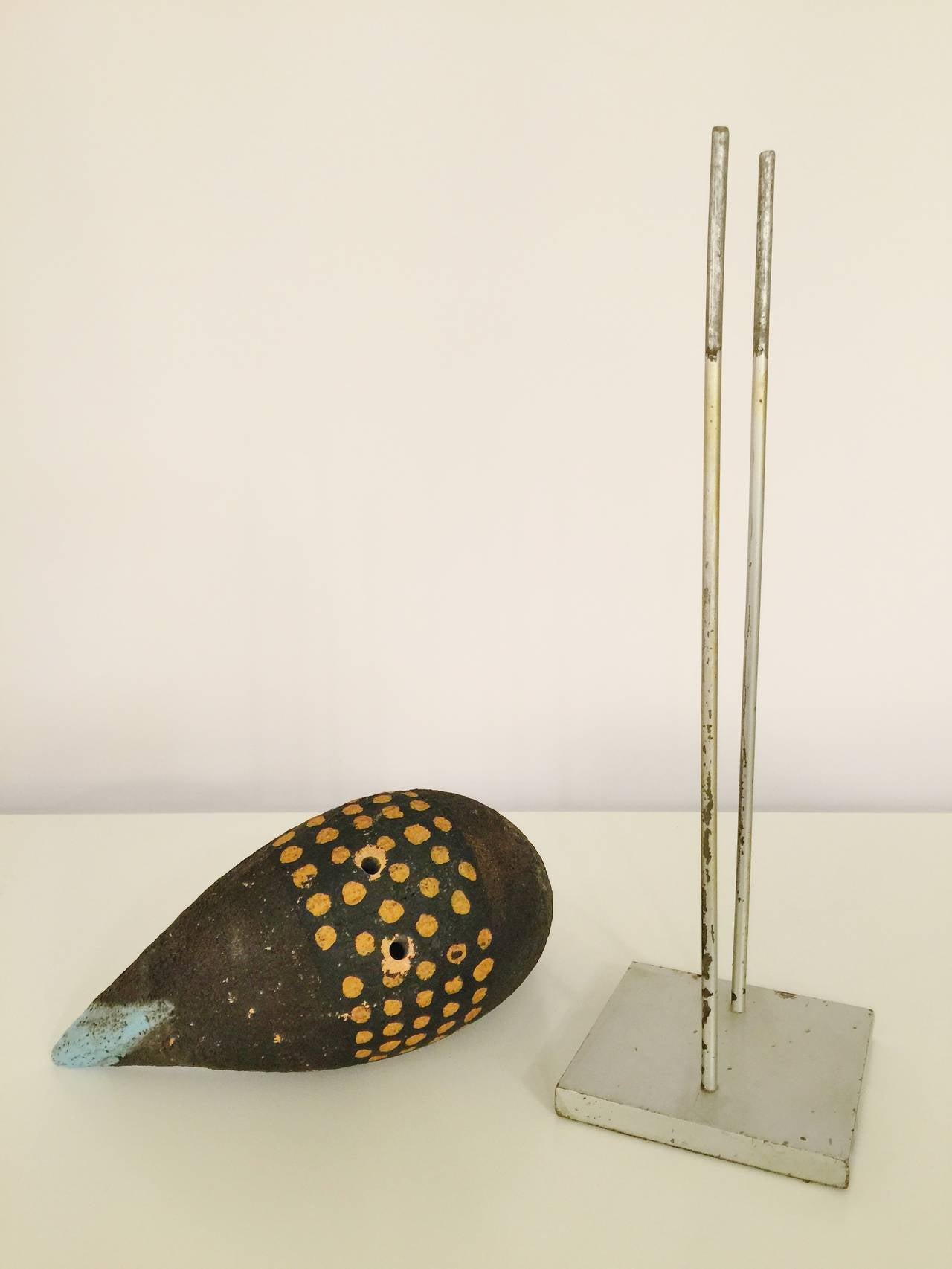 Glazed Aldo Londi for Bitossi Ceramic Bird on Stilts