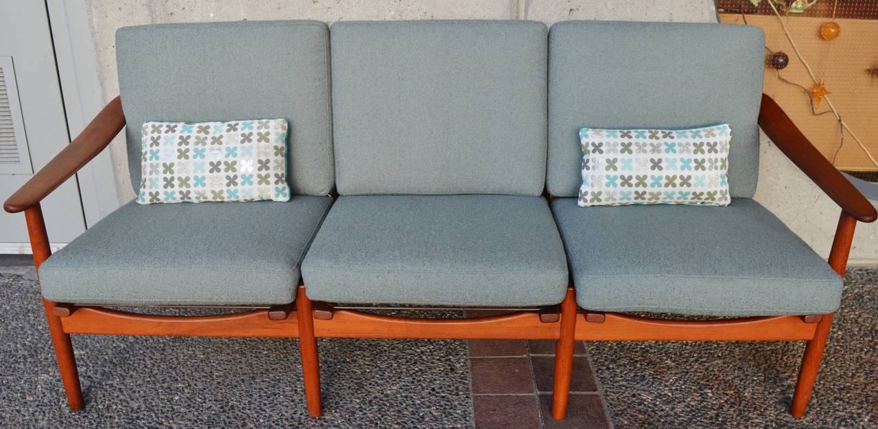 Restored Danish Modern Teak Frame Sofa by Fabian In Good Condition In New Westminster, British Columbia