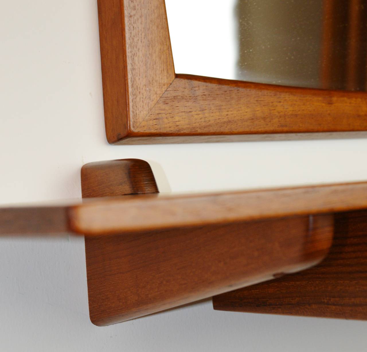 Danish Teak Wall Shelf and Mirror by Aksel Kjersgaard 1