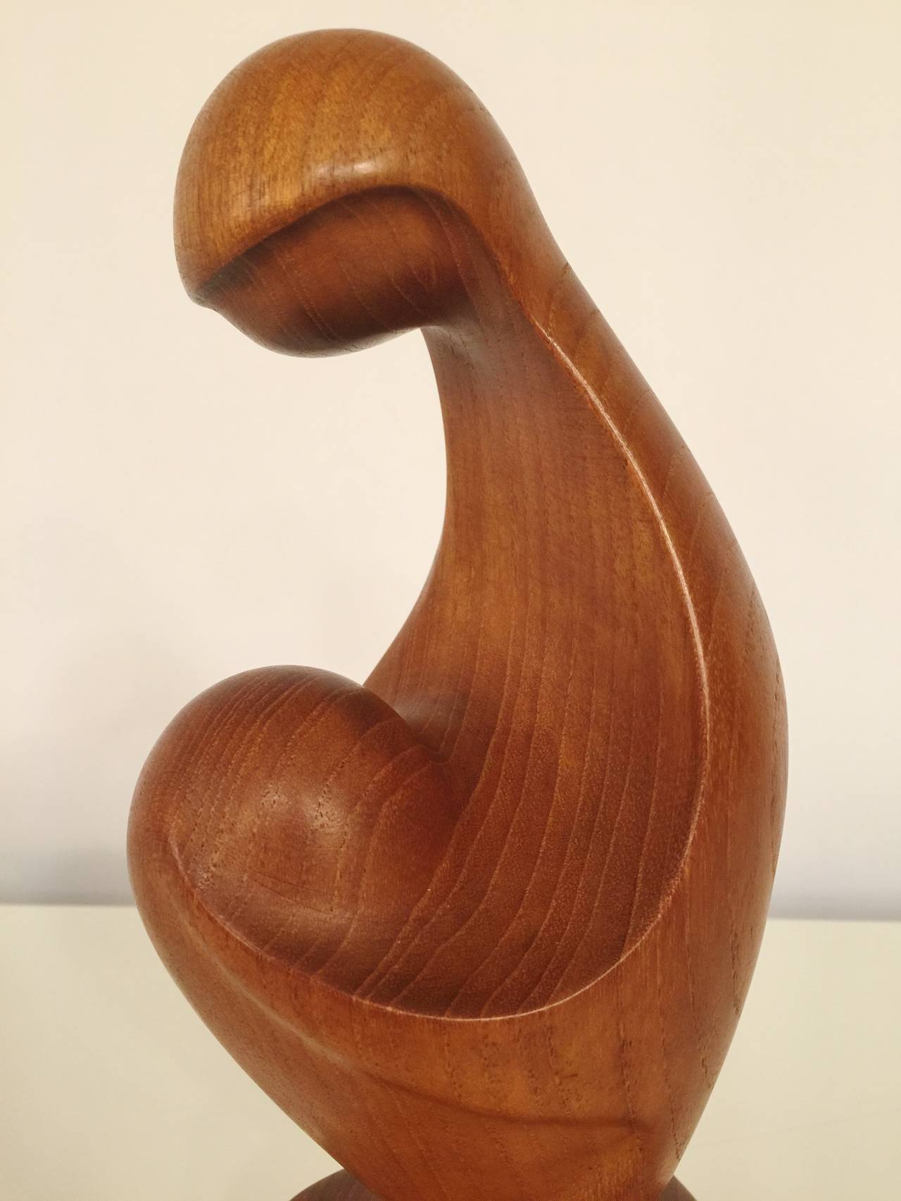 Mid-20th Century Teak Sculpture of Mother and Child by Simon Randers
