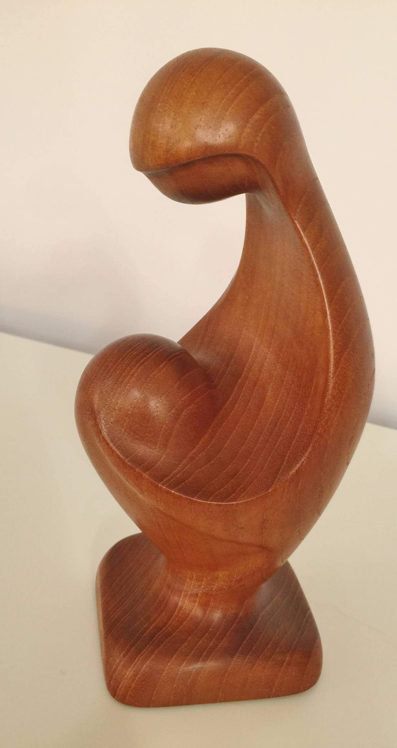 Teak Sculpture of Mother and Child by Simon Randers In Excellent Condition In New Westminster, British Columbia