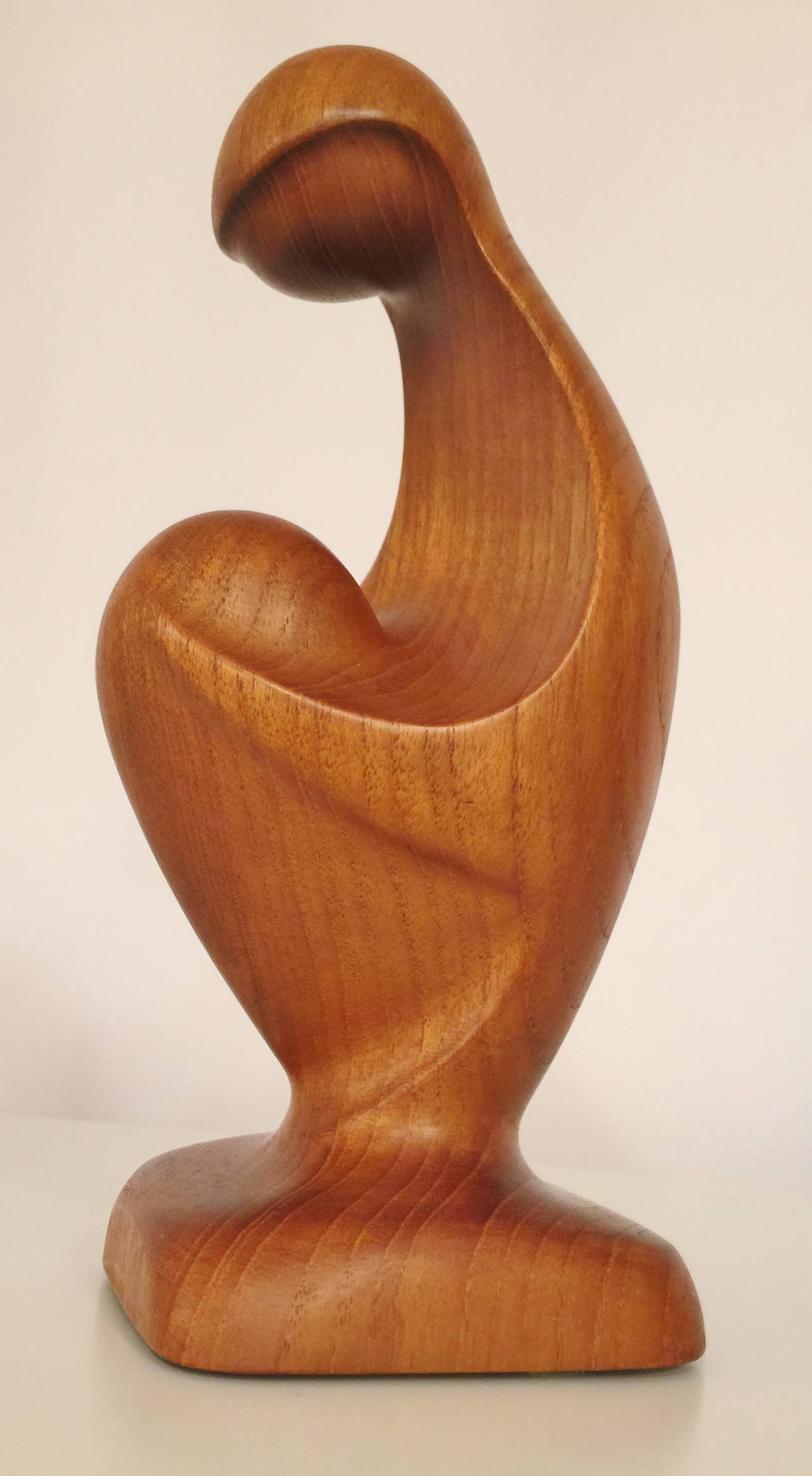 Carved Teak Sculpture of Mother and Child by Simon Randers