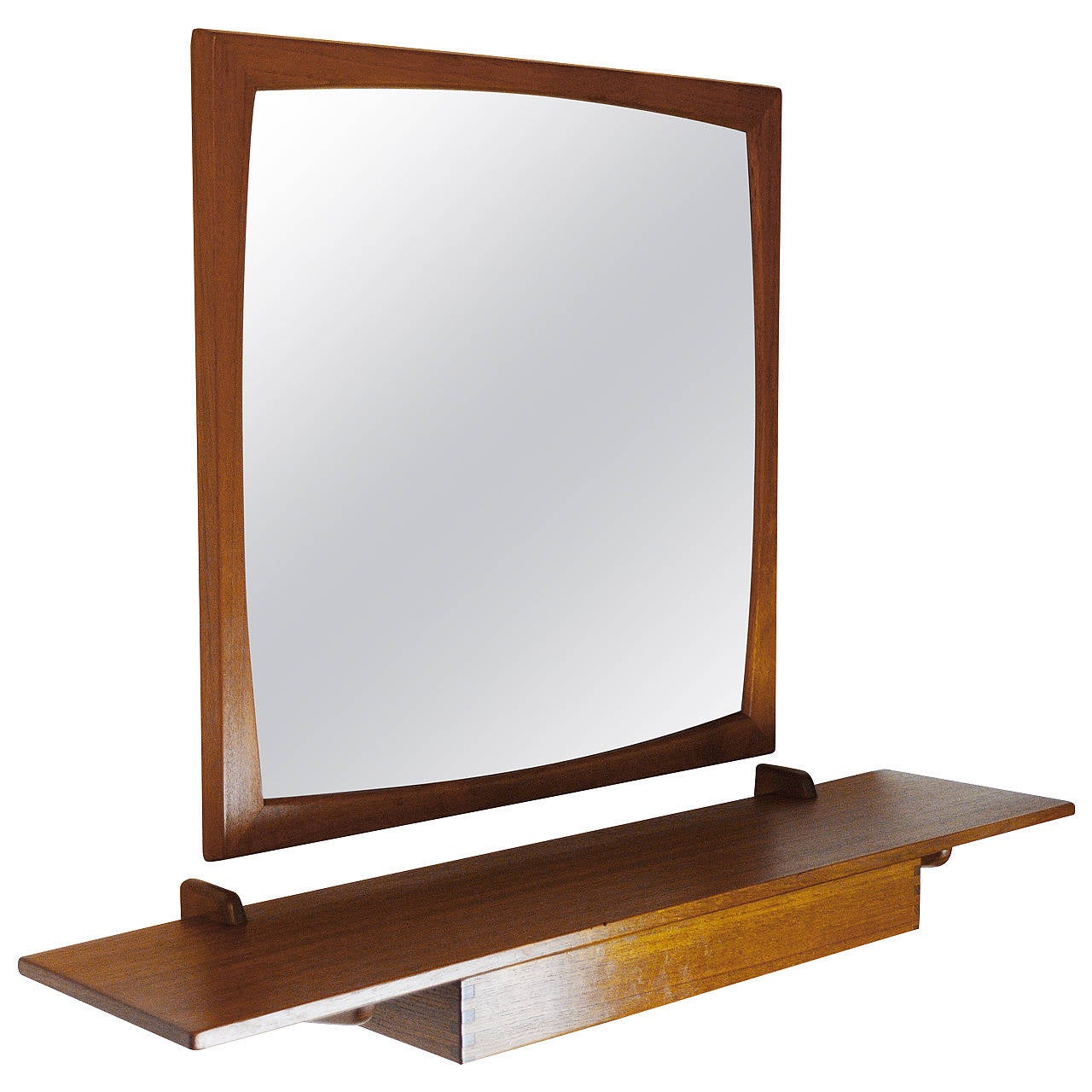 Danish Teak Wall Shelf and Mirror by Aksel Kjersgaard at 1stDibs