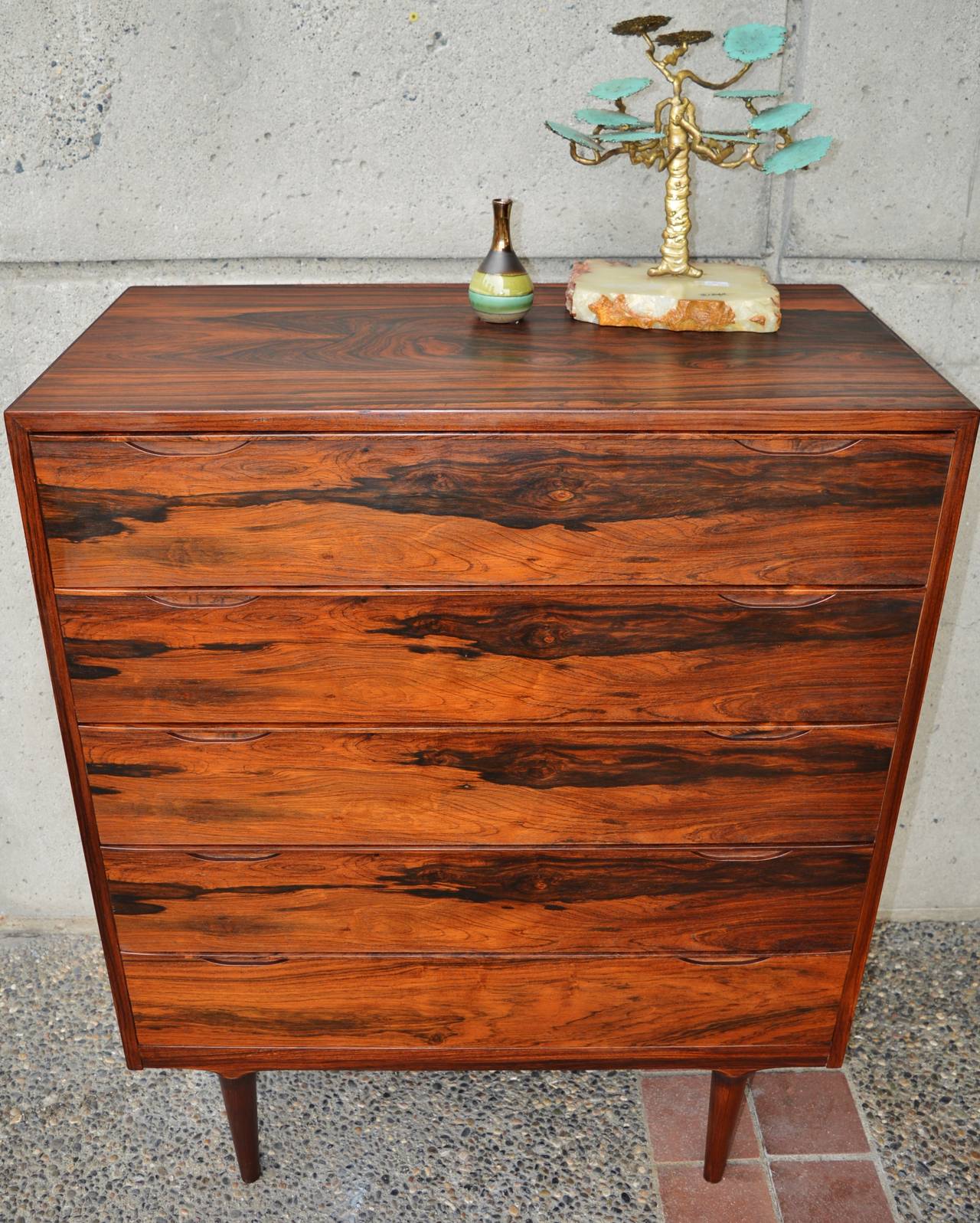 Danish Modern Rosewood Highboy Dresser or Chest of Drawers at 1stDibs
