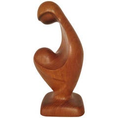 Danish Modern Solid Teak Sculpture of Mother and Child by Simon Randers 8