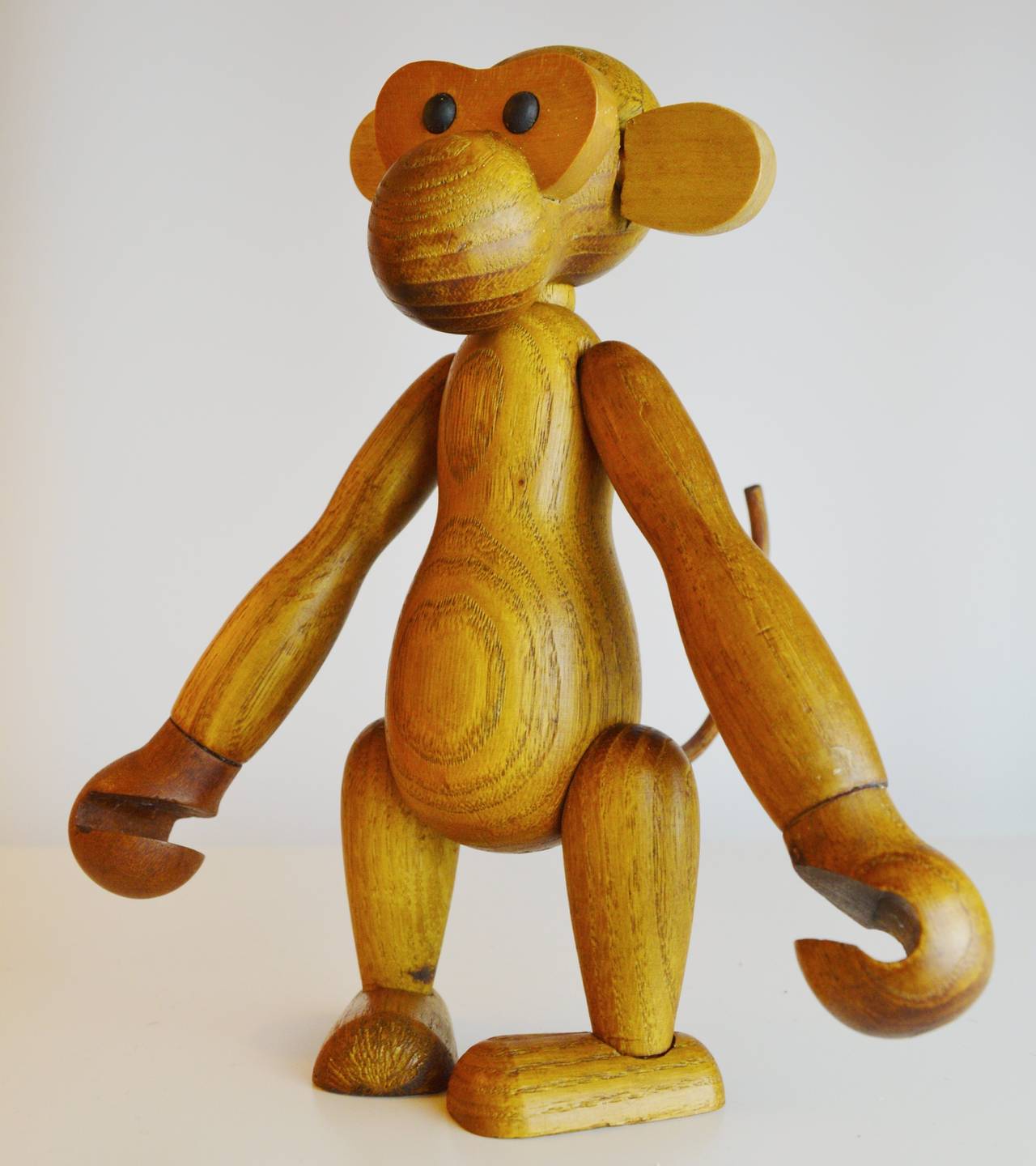 Paire de singes articulés vintage en teck et autres bois 1