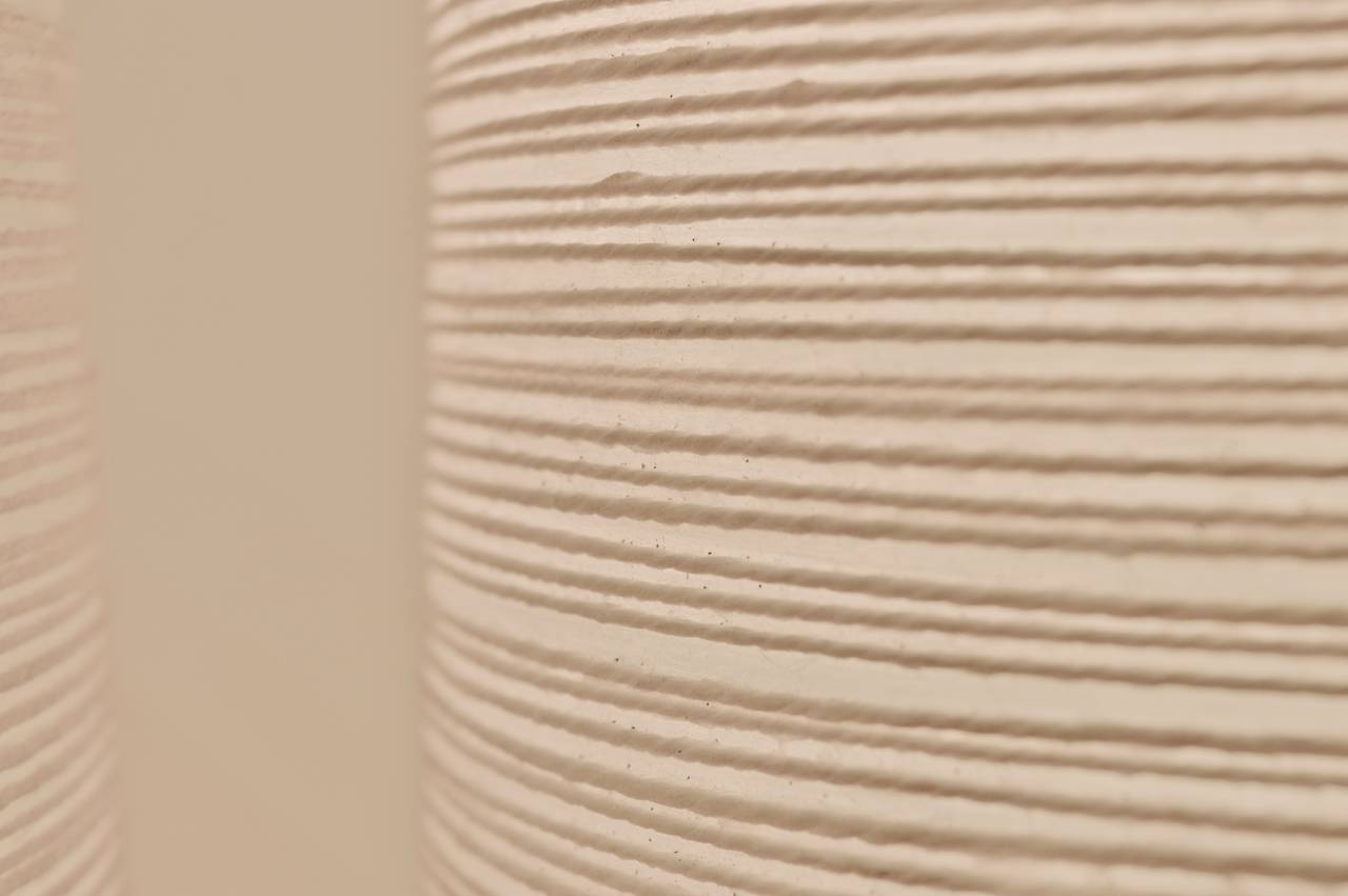 20th Century Two Pairs Organic Lotte Bostlund Fibreglass and Wool Cylinder Swag Lamps