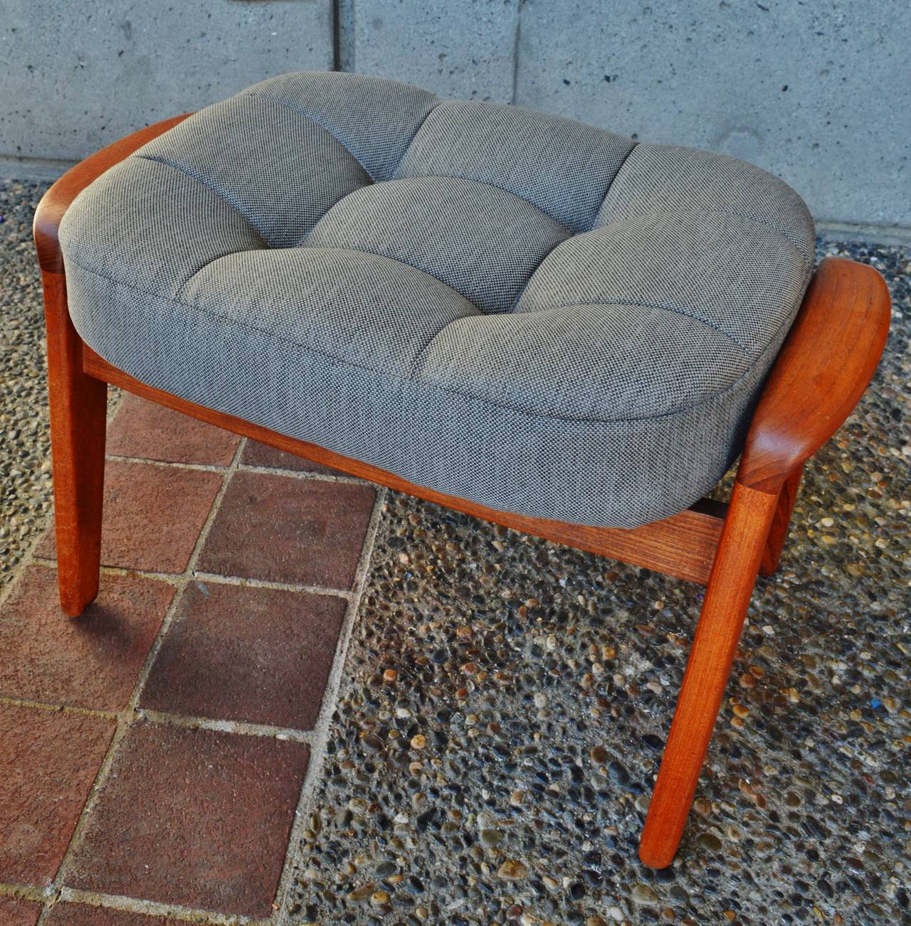 Canadian Danish Modern Style Teak Button-Tufted Lounge Chair & Ottoman