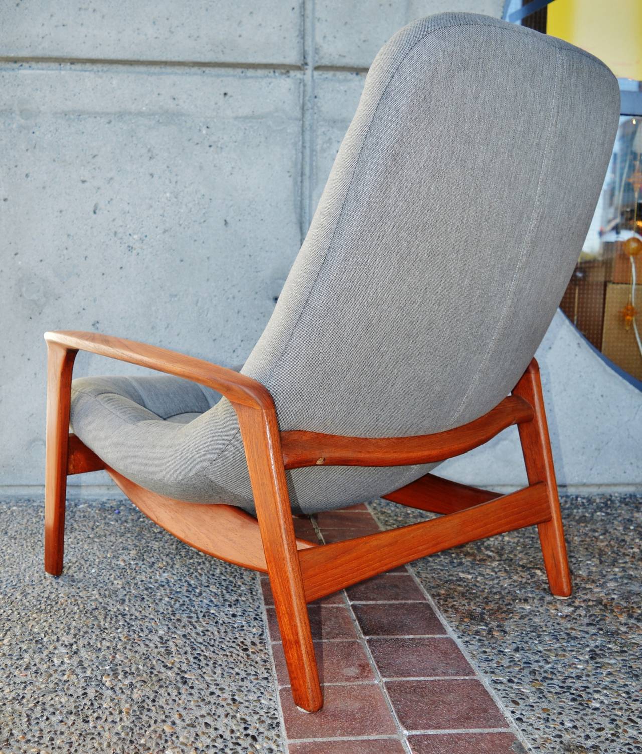 20th Century Danish Modern Style Teak Button-Tufted Lounge Chair & Ottoman