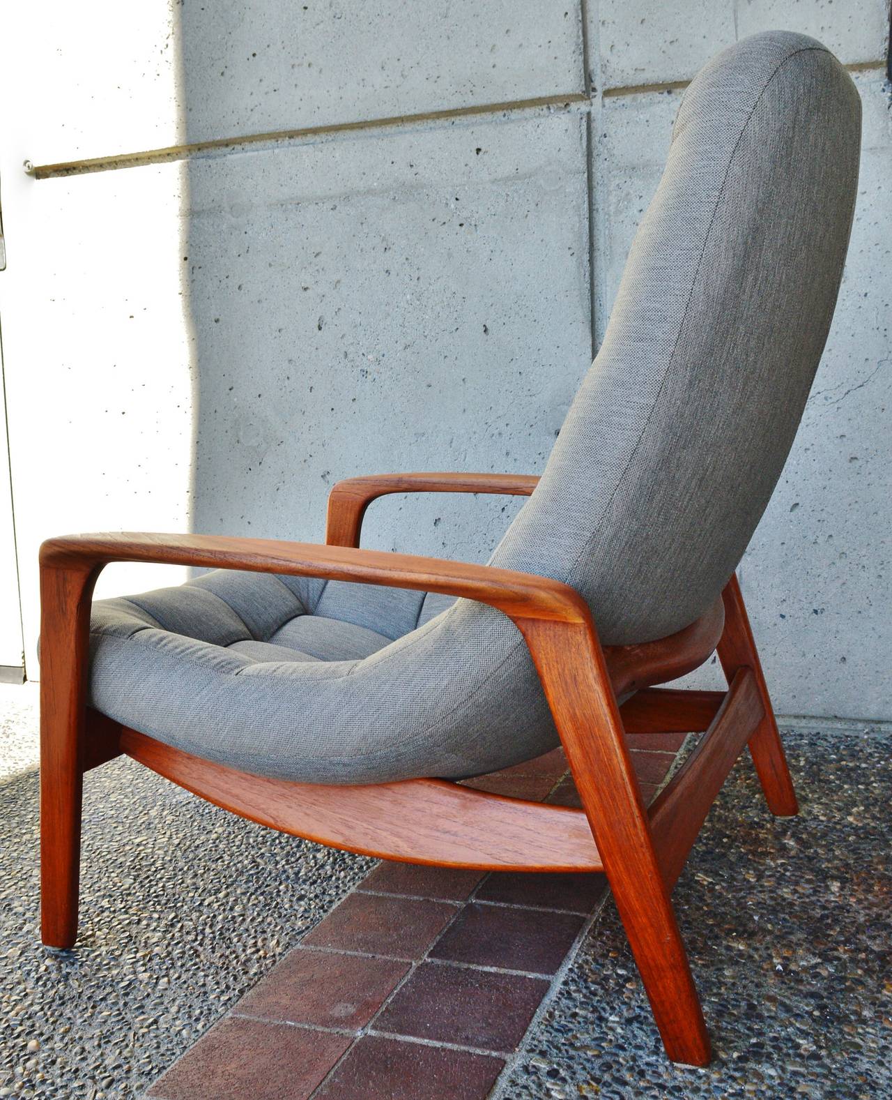 Mid-Century Modern Danish Modern Style Teak Button-Tufted Lounge Chair & Ottoman