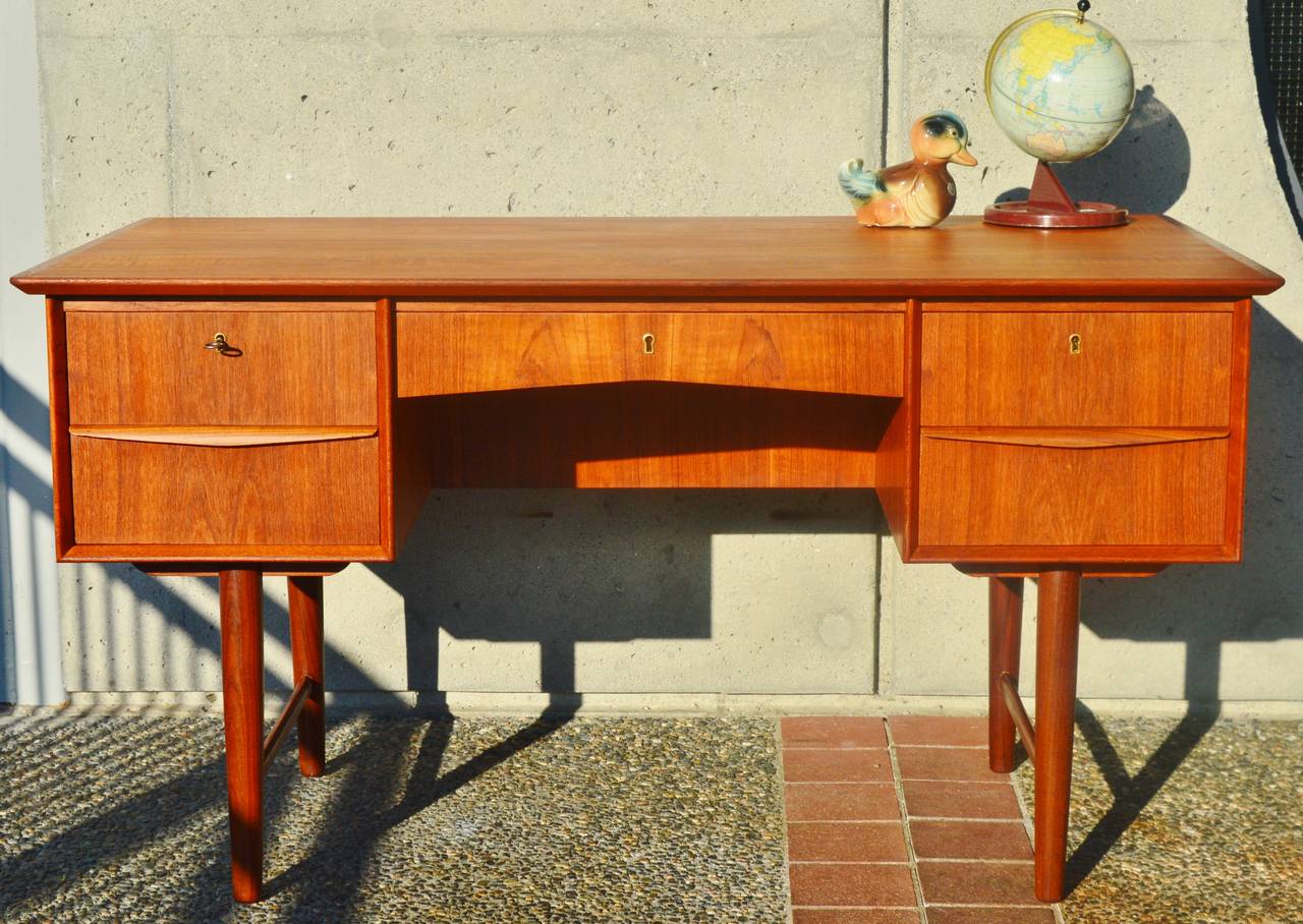 20th Century Danish Modern Teak Desk with Display Shelf