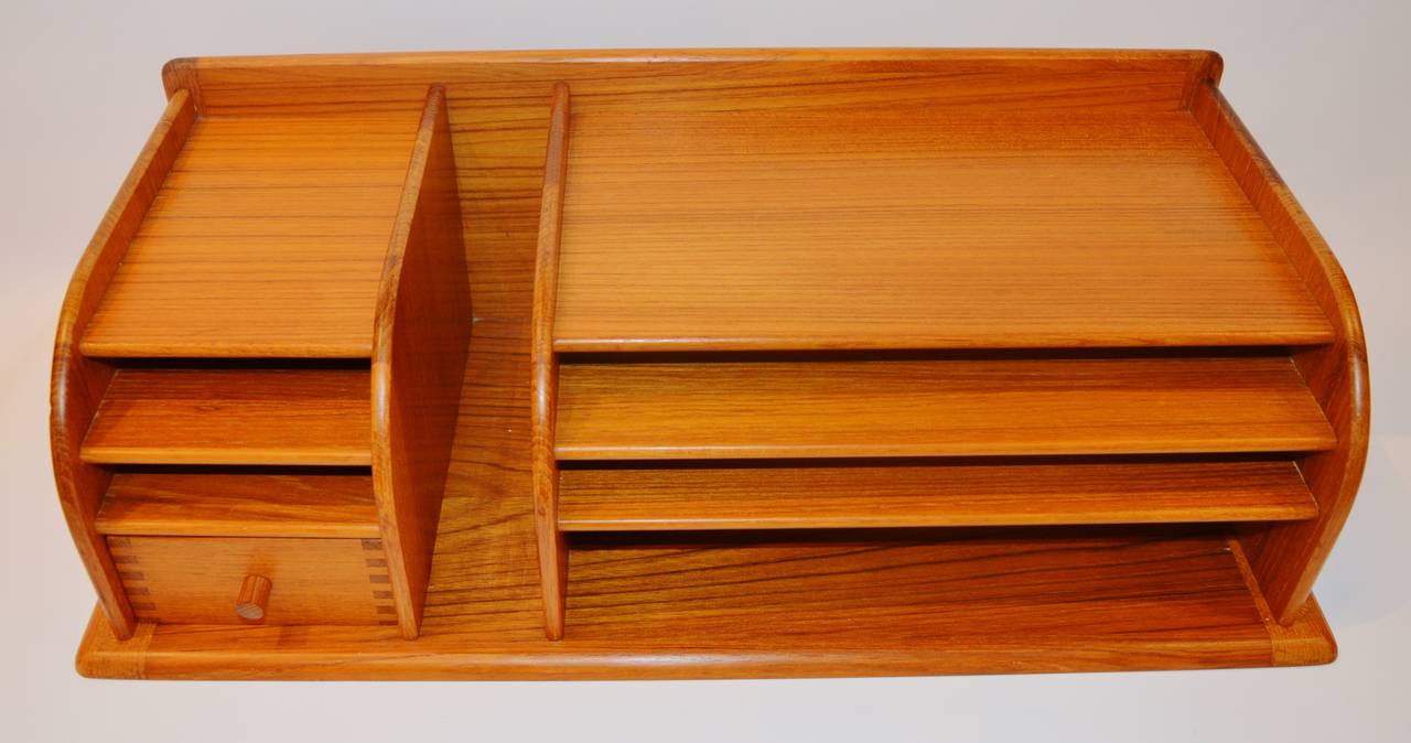 Danish Modern Solid Teak Desk Organizer by Kai Kristiansen at 1stdibs