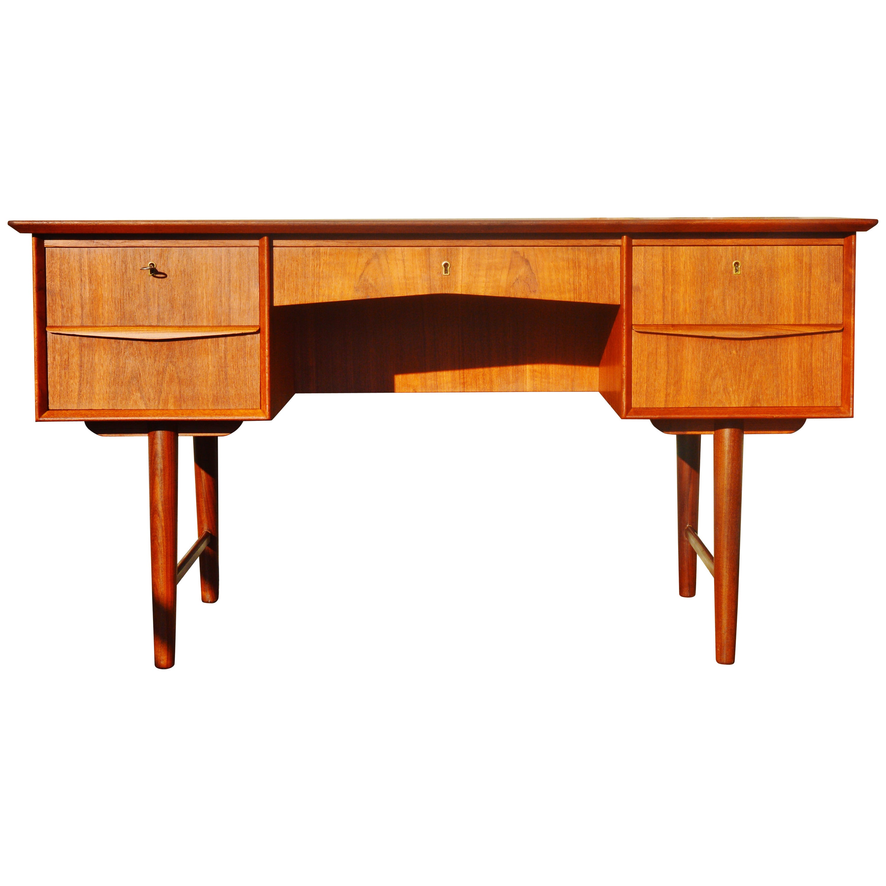 Danish Modern Teak Desk with Display Shelf