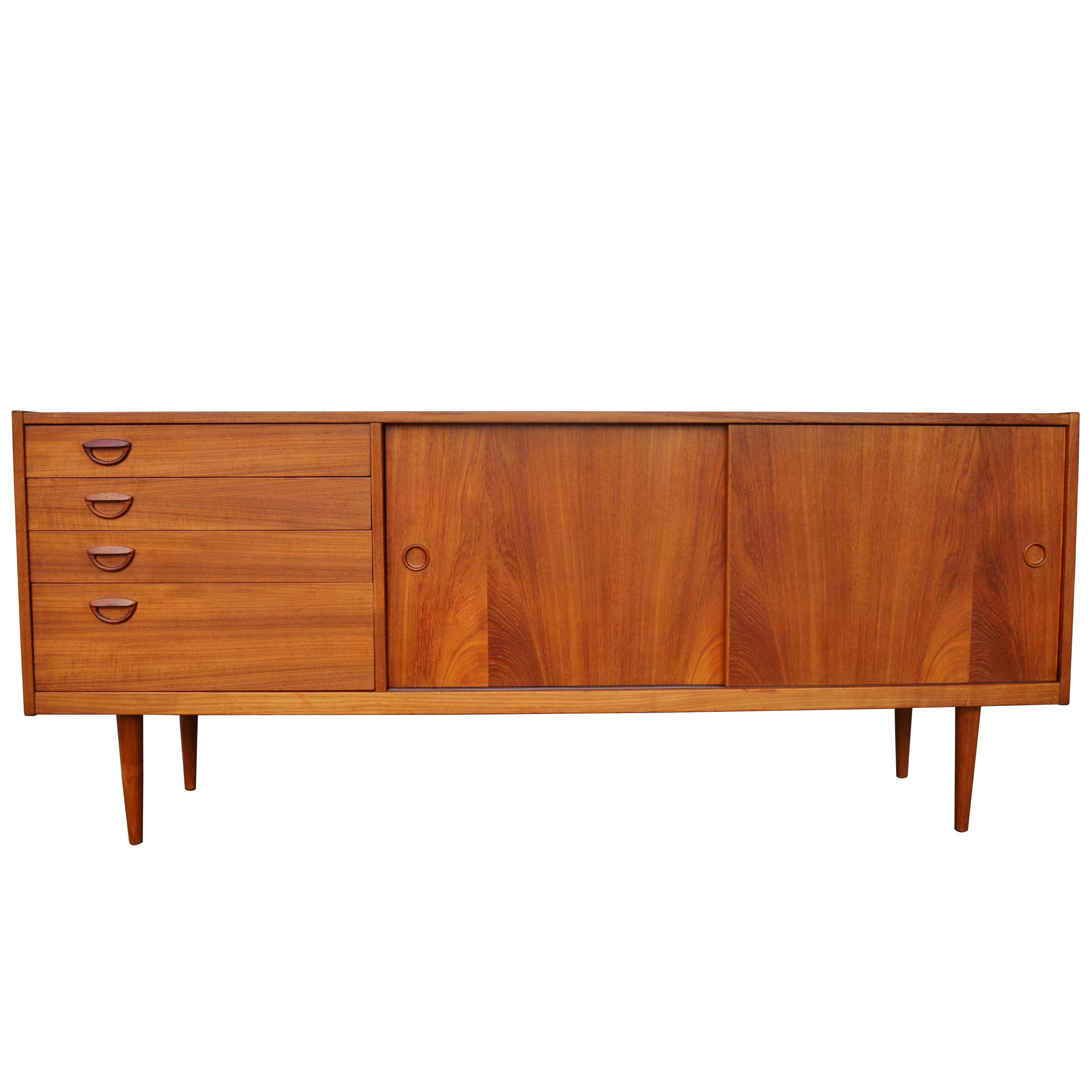 Kai Kristiansen Danish Teak Credenza with Iconic "Smile" Drawer Pulls