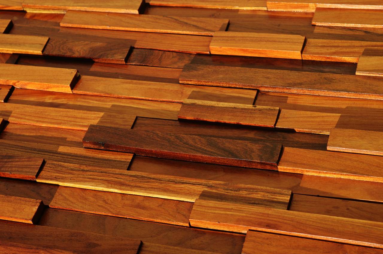 Brazilian Stunning Solid Wood Mosaic Coffee Table by Percival Lafer