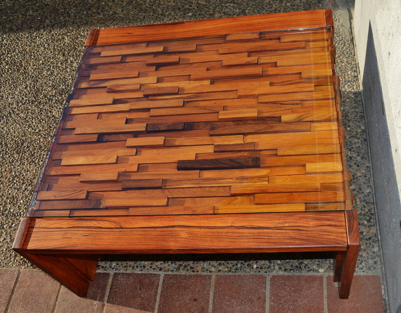 20th Century Stunning Solid Wood Mosaic Coffee Table by Percival Lafer