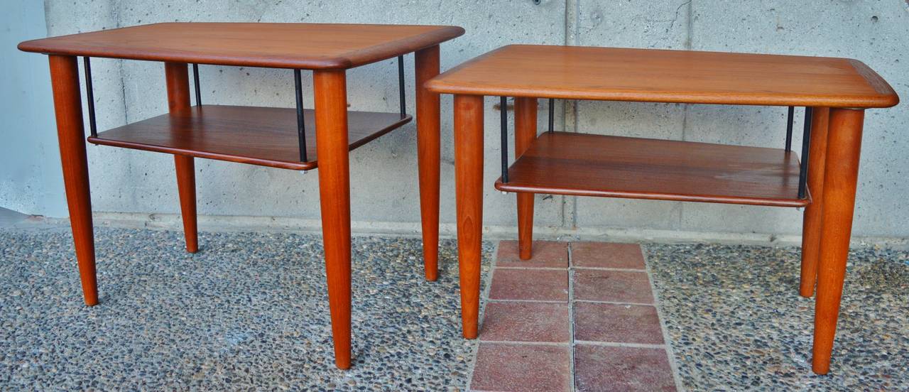 20th Century Teak Boomerang Coffee Table & Matching Pair of Side Tables