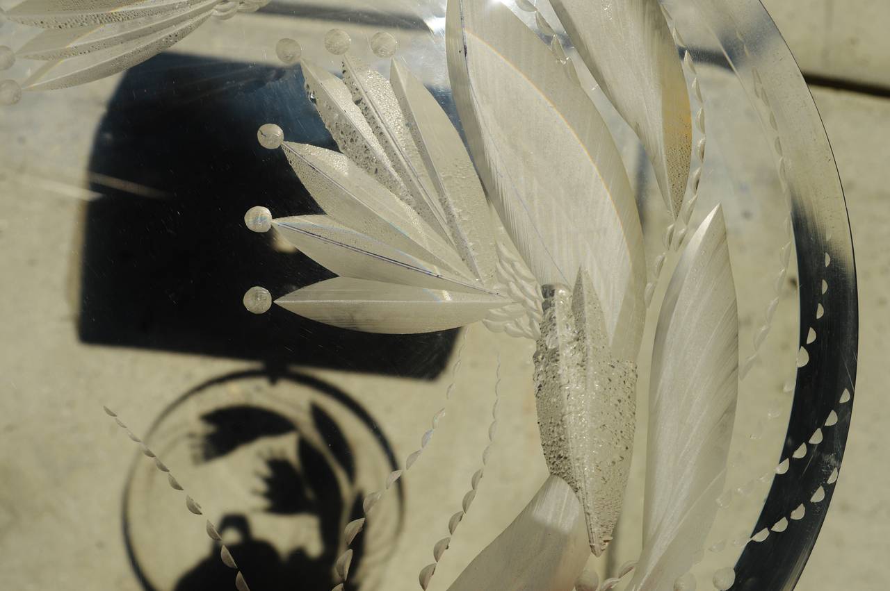 American Modernist and Rare Etched Lucite Lamp by Marlee For Sale