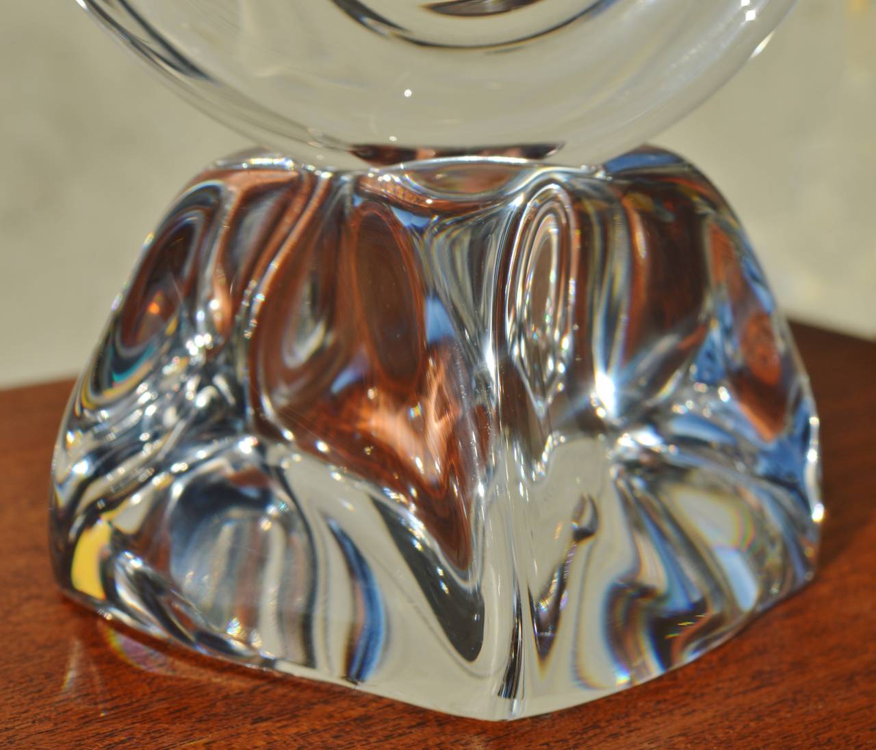French Handblown Crystal Pierced Lamp by Daum