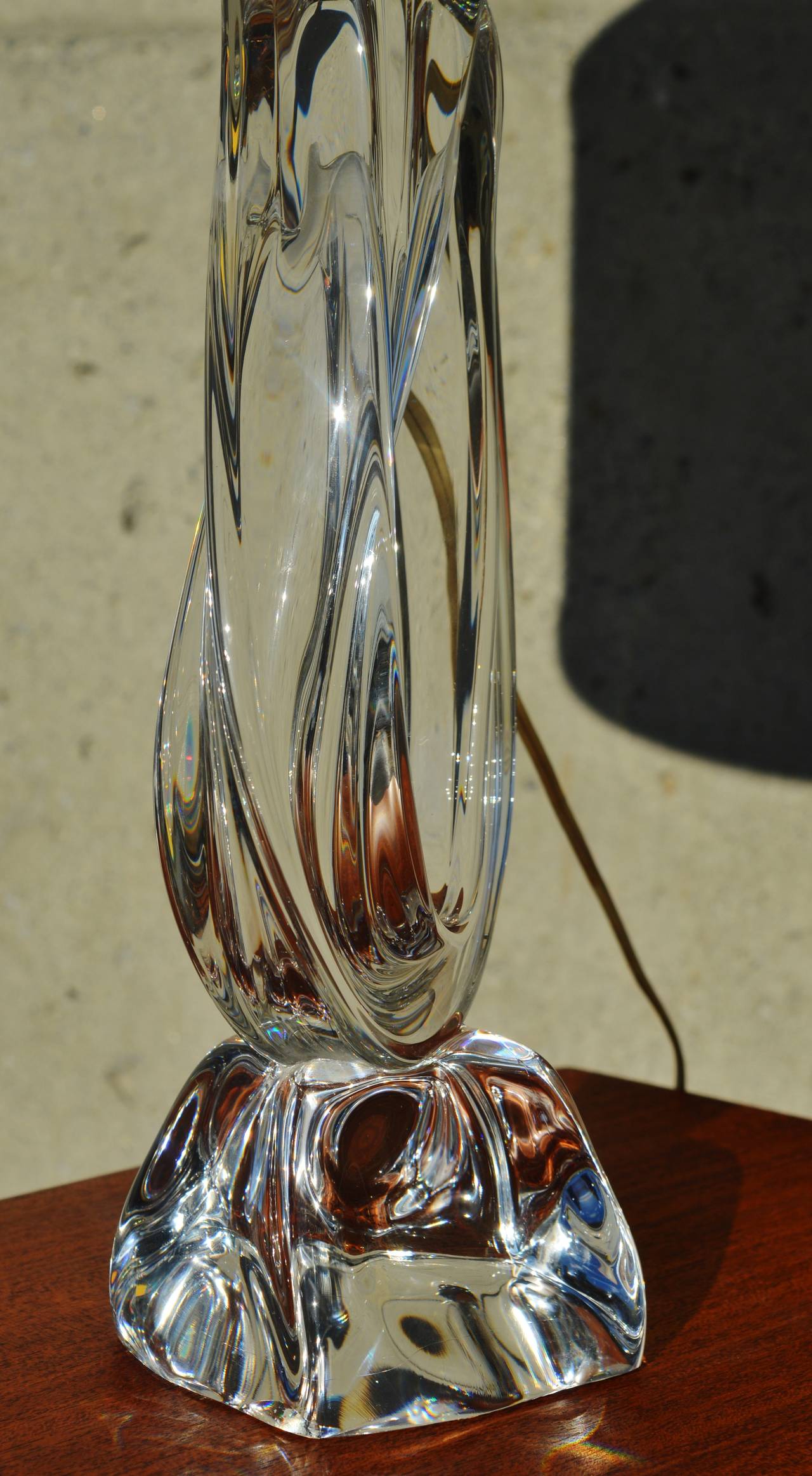 Hand-Crafted Handblown Crystal Pierced Lamp by Daum