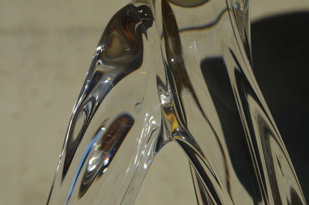 Mid-Century Modern Handblown Crystal Pierced Lamp by Daum
