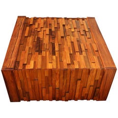 Stunning Solid Wood Mosaic Coffee Table by Percival Lafer