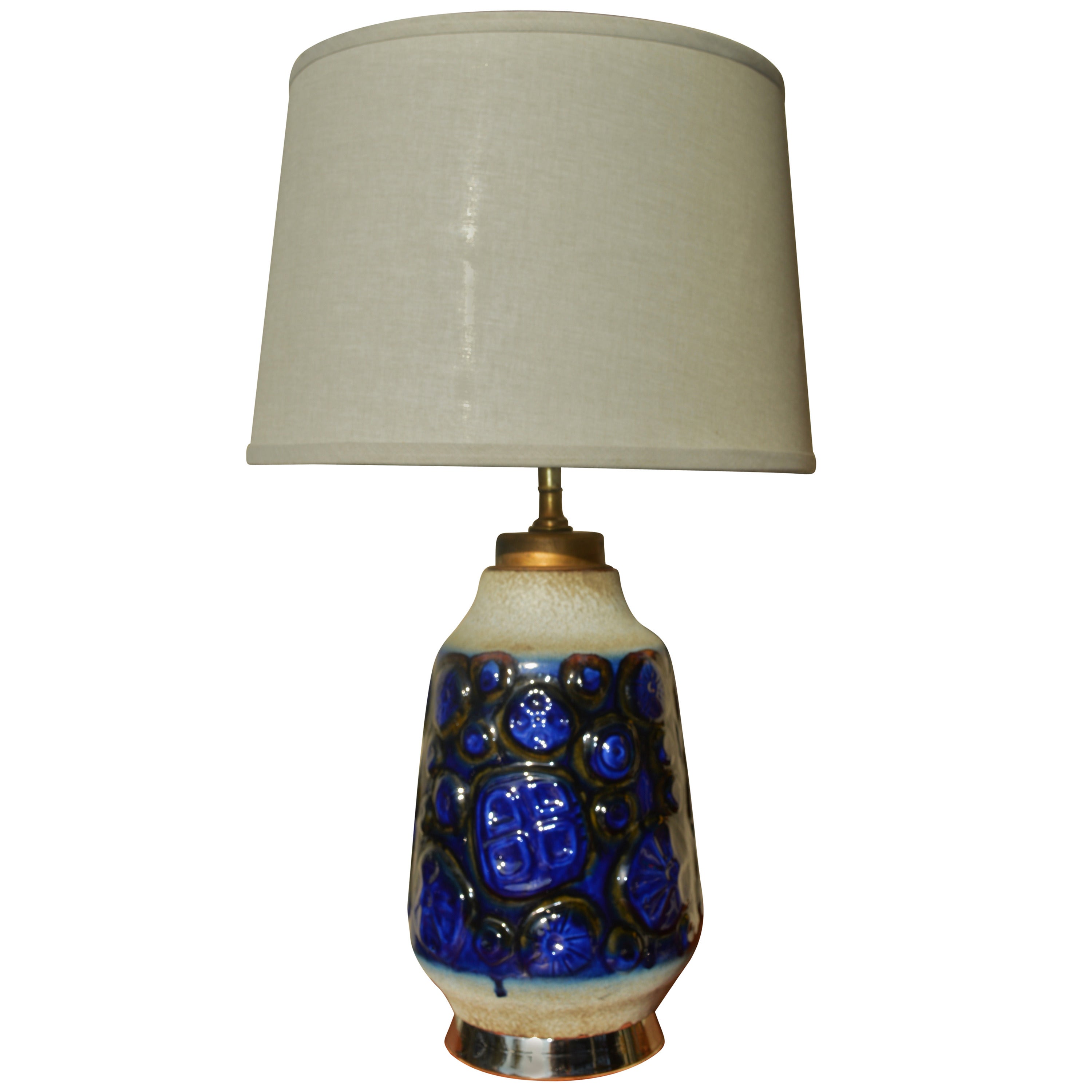 West German Carstens Textured Ceramic Lamp by Gerda Heuckeroth For Sale
