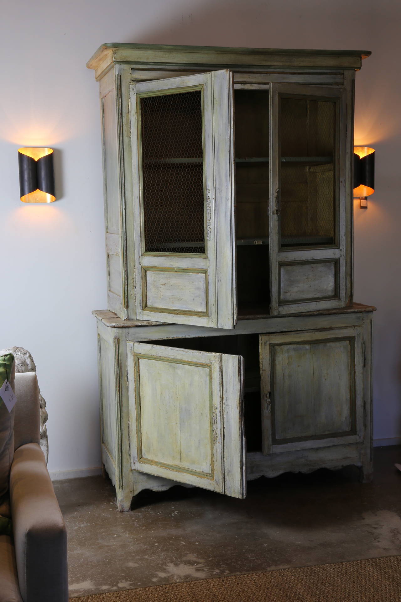French Early 19th Century Provençal Painted Wood Buffet à Deux Corps For Sale