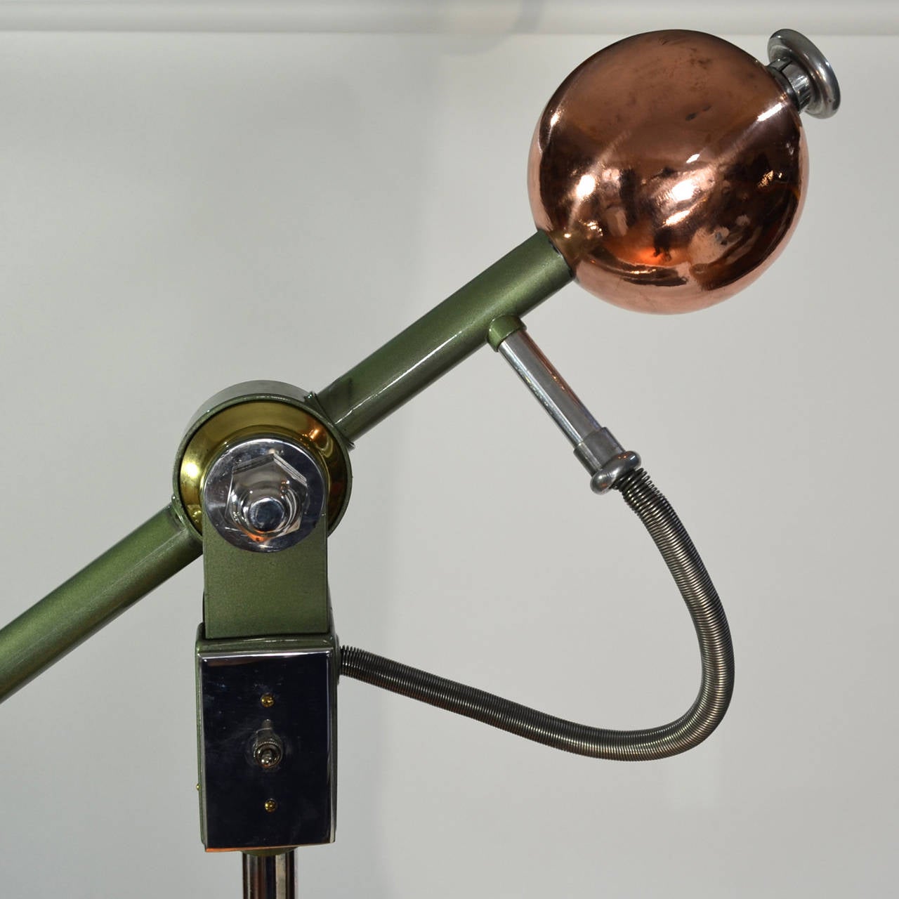American Polished Industrial Medical Floor Lamp, 1940s, Ohio USA